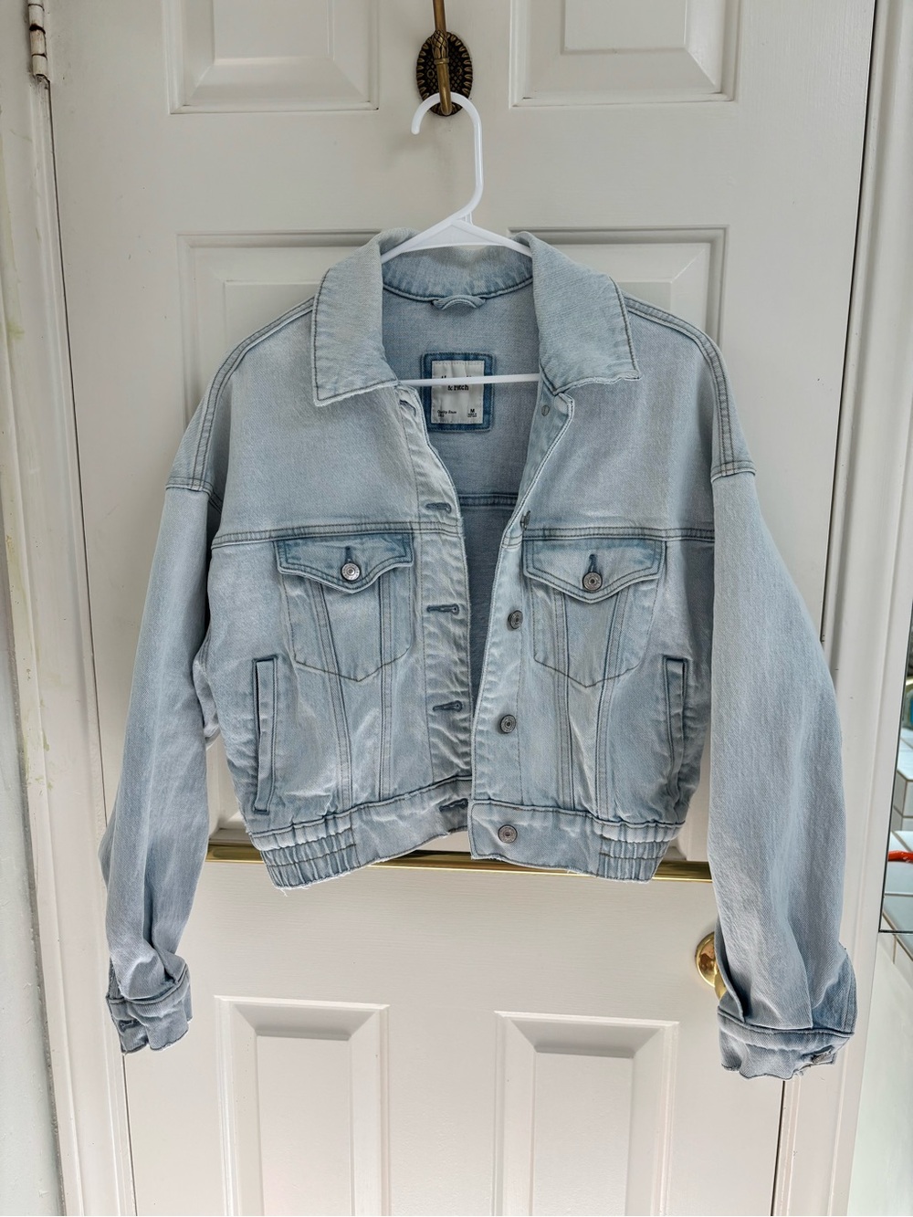 Abercrombie & Fitch Light Blue Cropped Denim Jacket